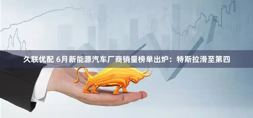 久联优配 6月新能源汽车厂商销量榜单出炉：特斯拉滑至第四