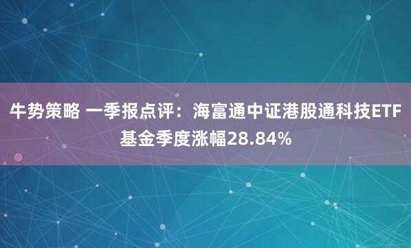 牛势策略 一季报点评：海富通中证港股通科技ETF基金季度涨幅28.84%